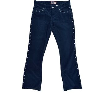 Vtg. 2001 Old Navy‎ Corduroy Pants Womens Sz 8 Navy Bootcut Silver Studded y2k